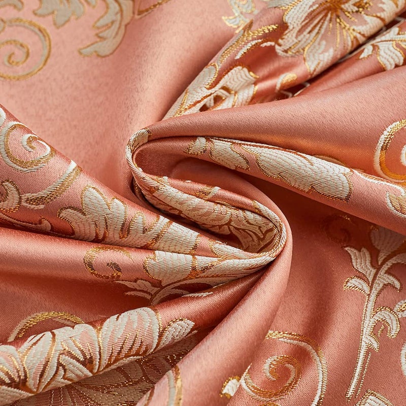 ELKCA Jacquard Coffee Curtains for Bedroom Window Floral Curtains for Living Room Window Panels,Grommet Top,52inch by 96inch,2 Panels - Image 3